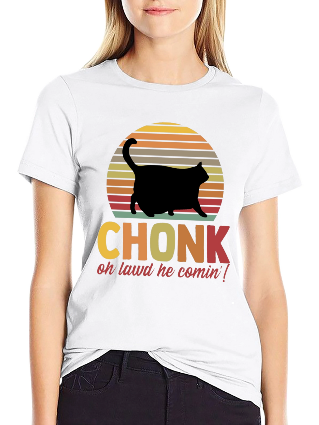 Chonk Cat T-Shirt - Oh Lawd He Comin!