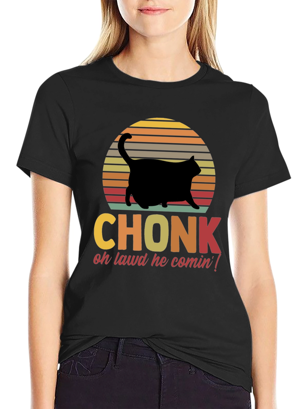 Chonk Cat T-Shirt - Oh Lawd He Comin!