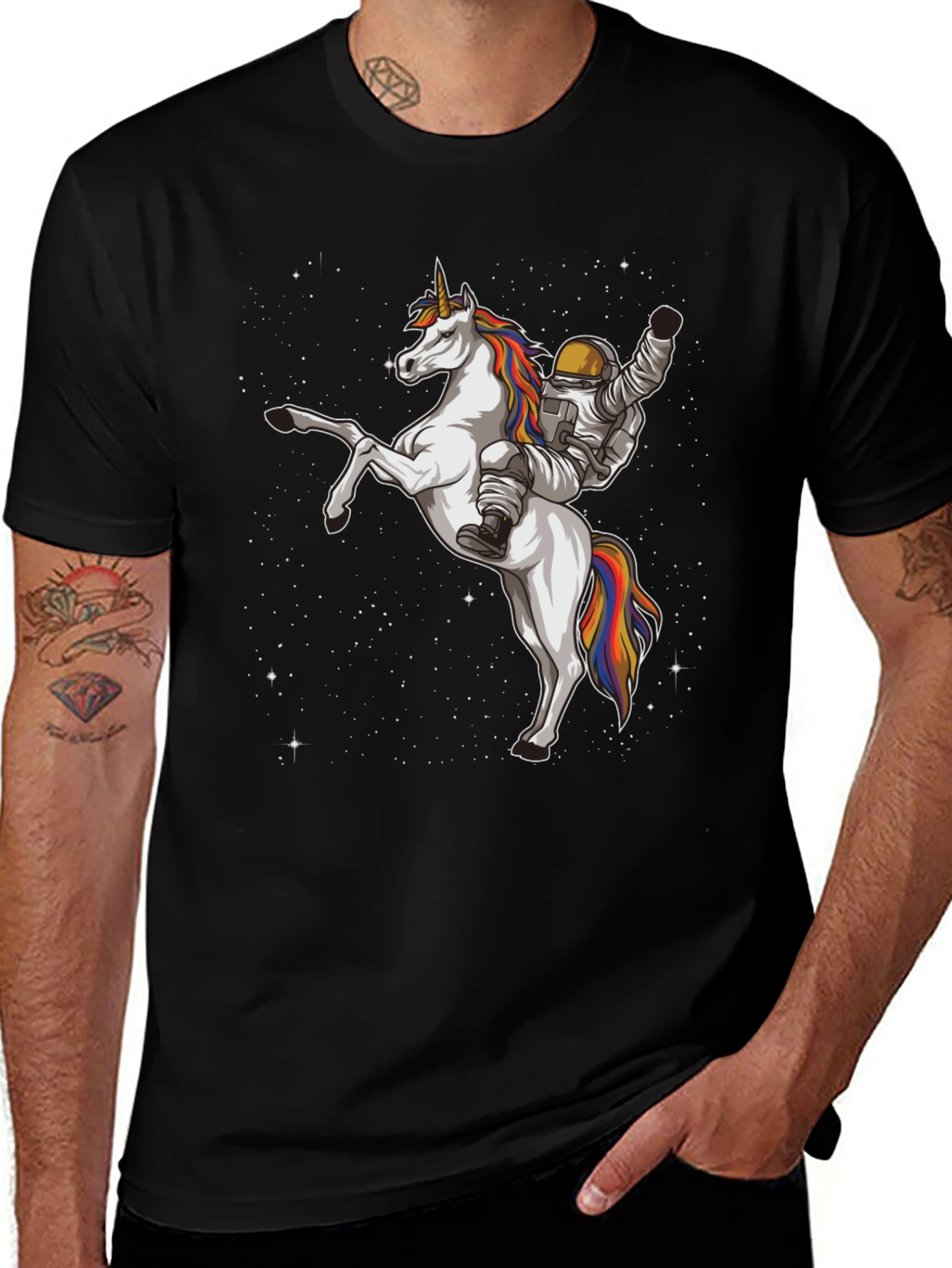 Astronaut Riding Unicorn Graphic T-Shirt