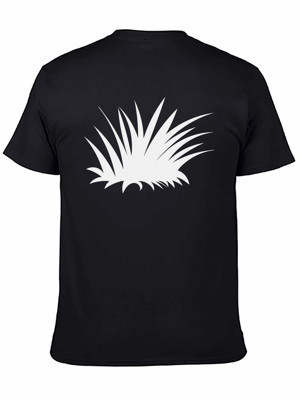 Abstract White Plant Graphic Tee - Black Cotton Shirt