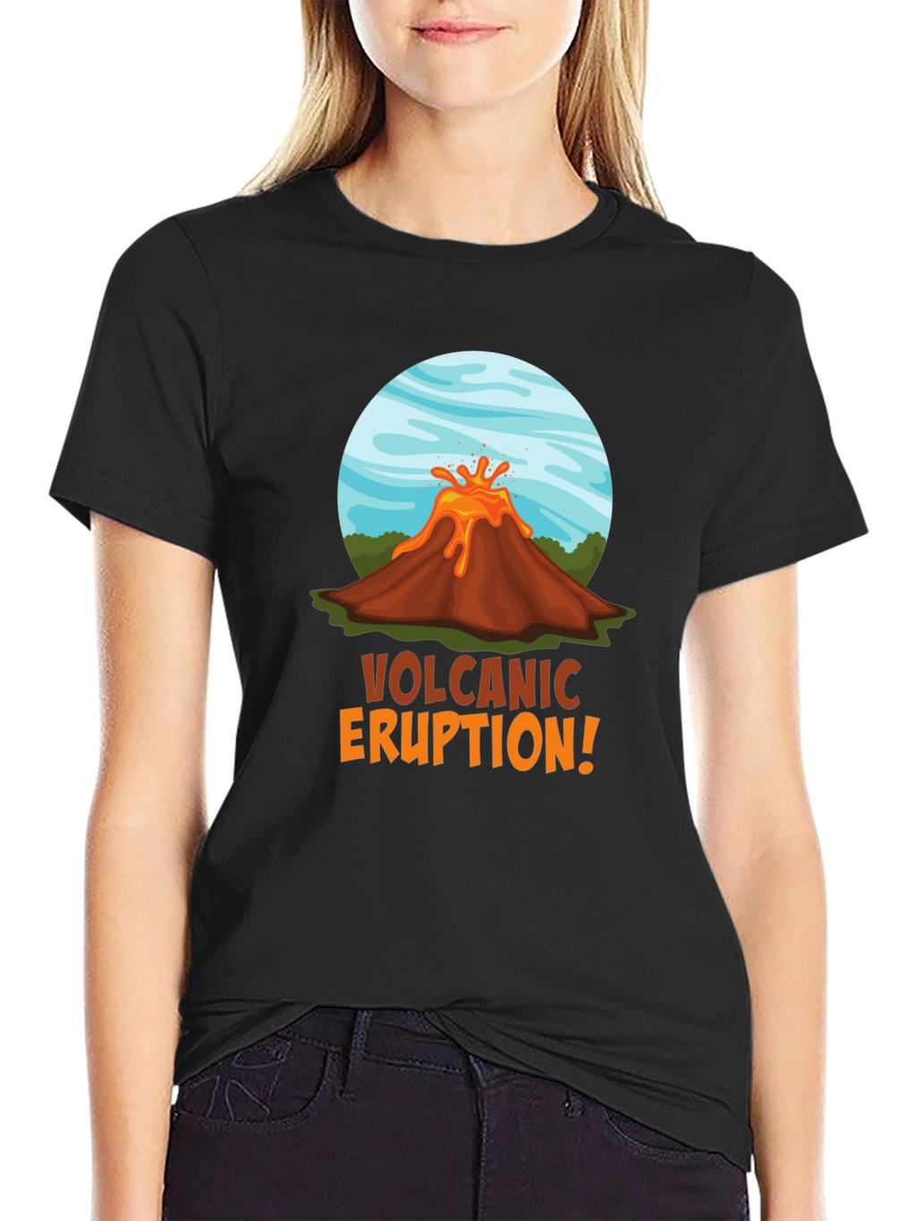 Volcanic Eruption Graphic T-Shirt - Black