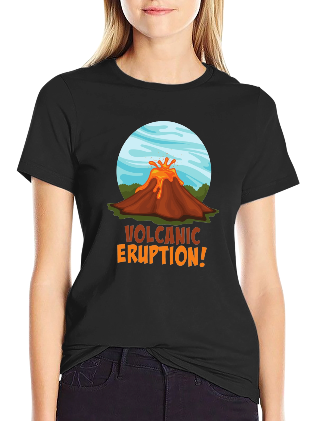 Volcanic Eruption Graphic T-Shirt - Black