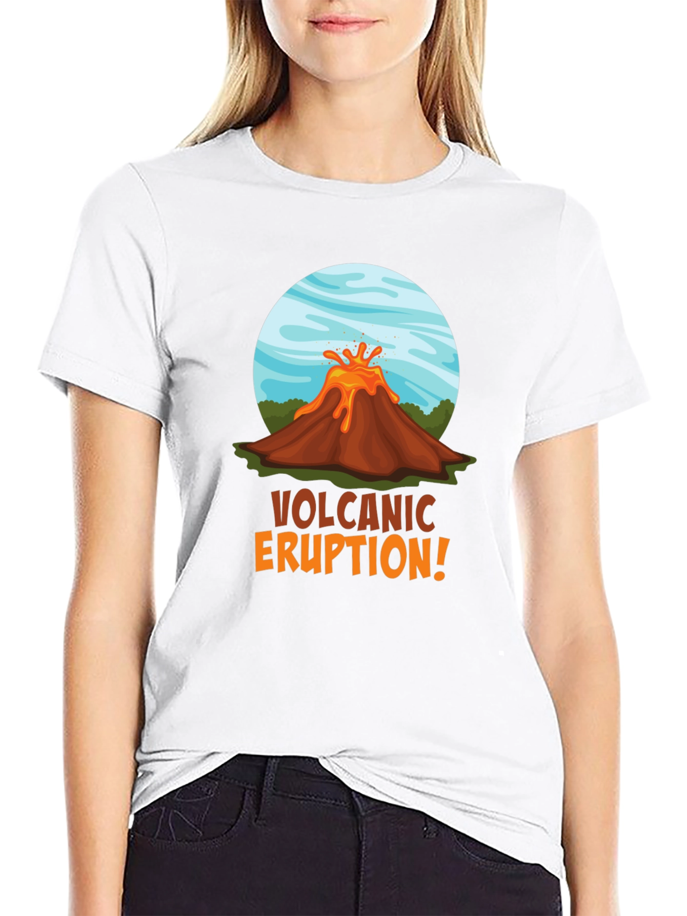 Volcanic Eruption Graphic T-Shirt - Black