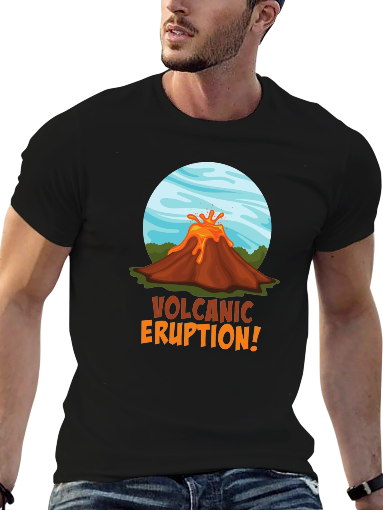 Volcanic Eruption Graphic T-Shirt - Black