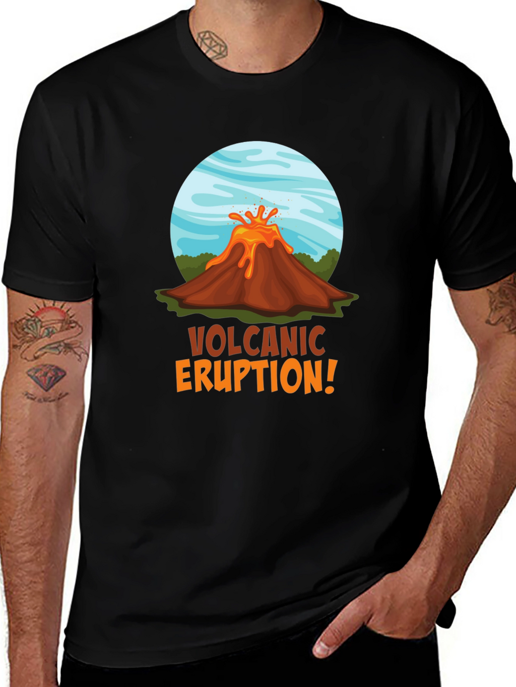 Volcanic Eruption Graphic T-Shirt - Black