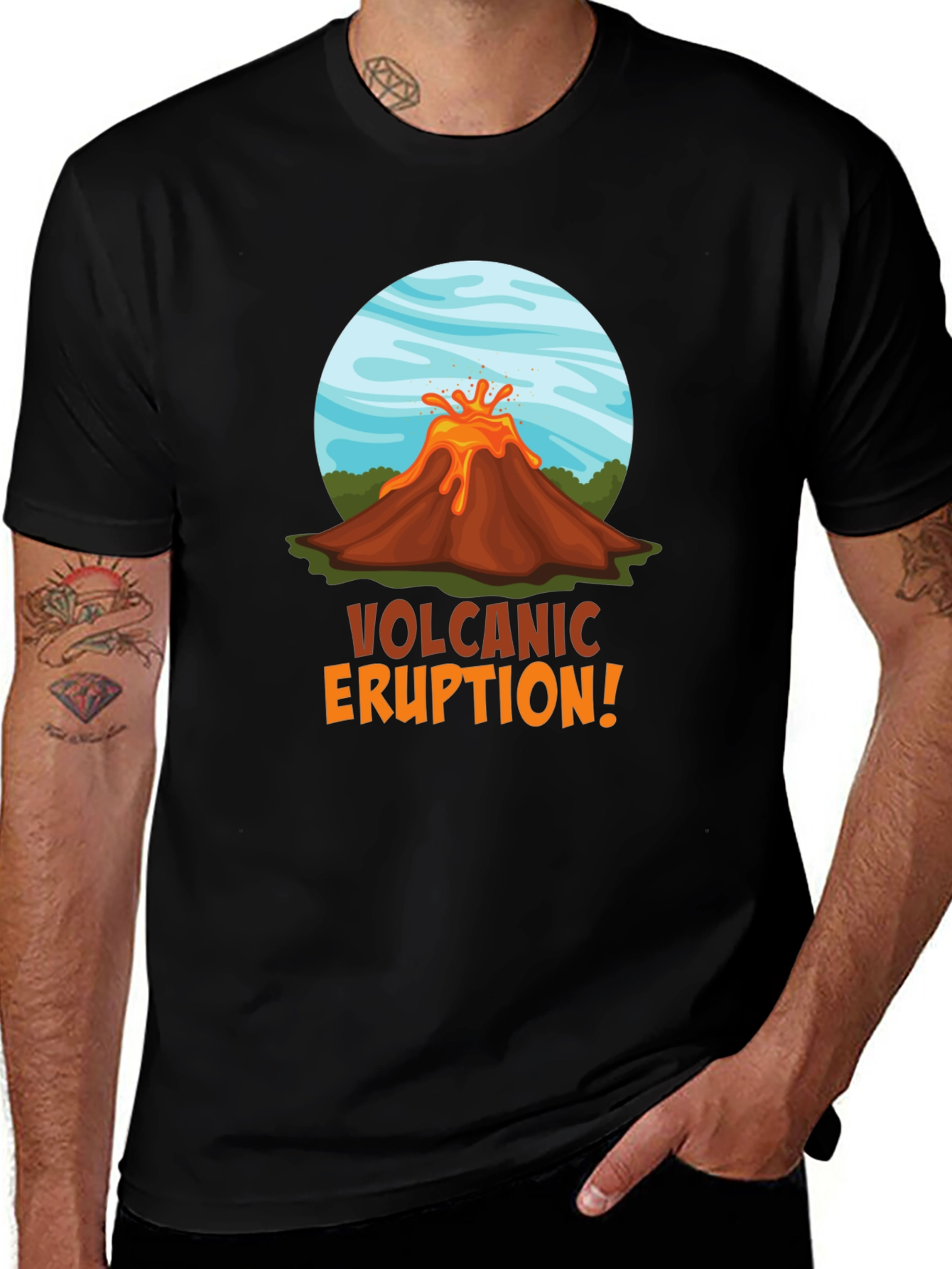 Volcanic Eruption Graphic T-Shirt - Black