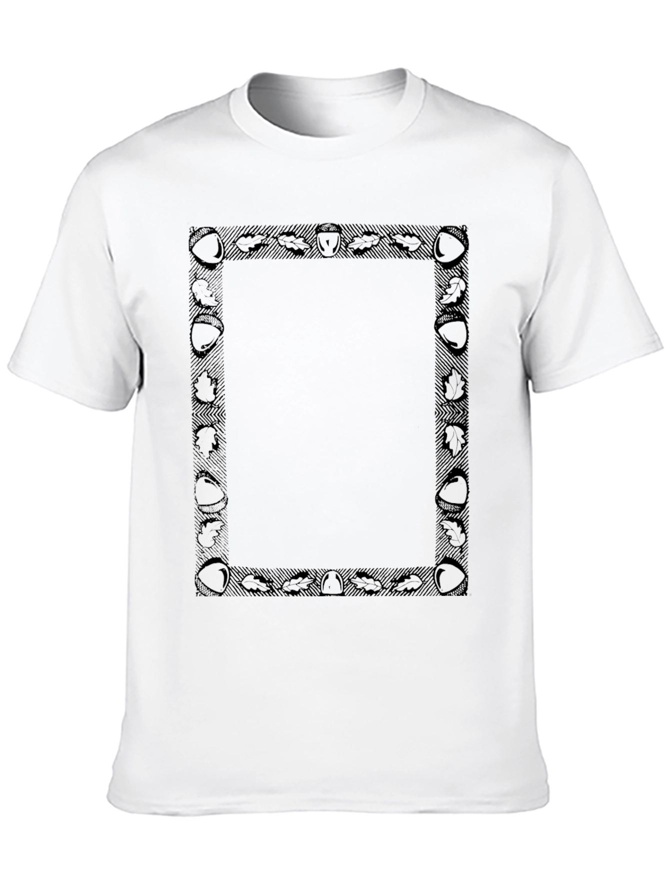 Autumn Acorn & Leaf Frame Black T-Shirt