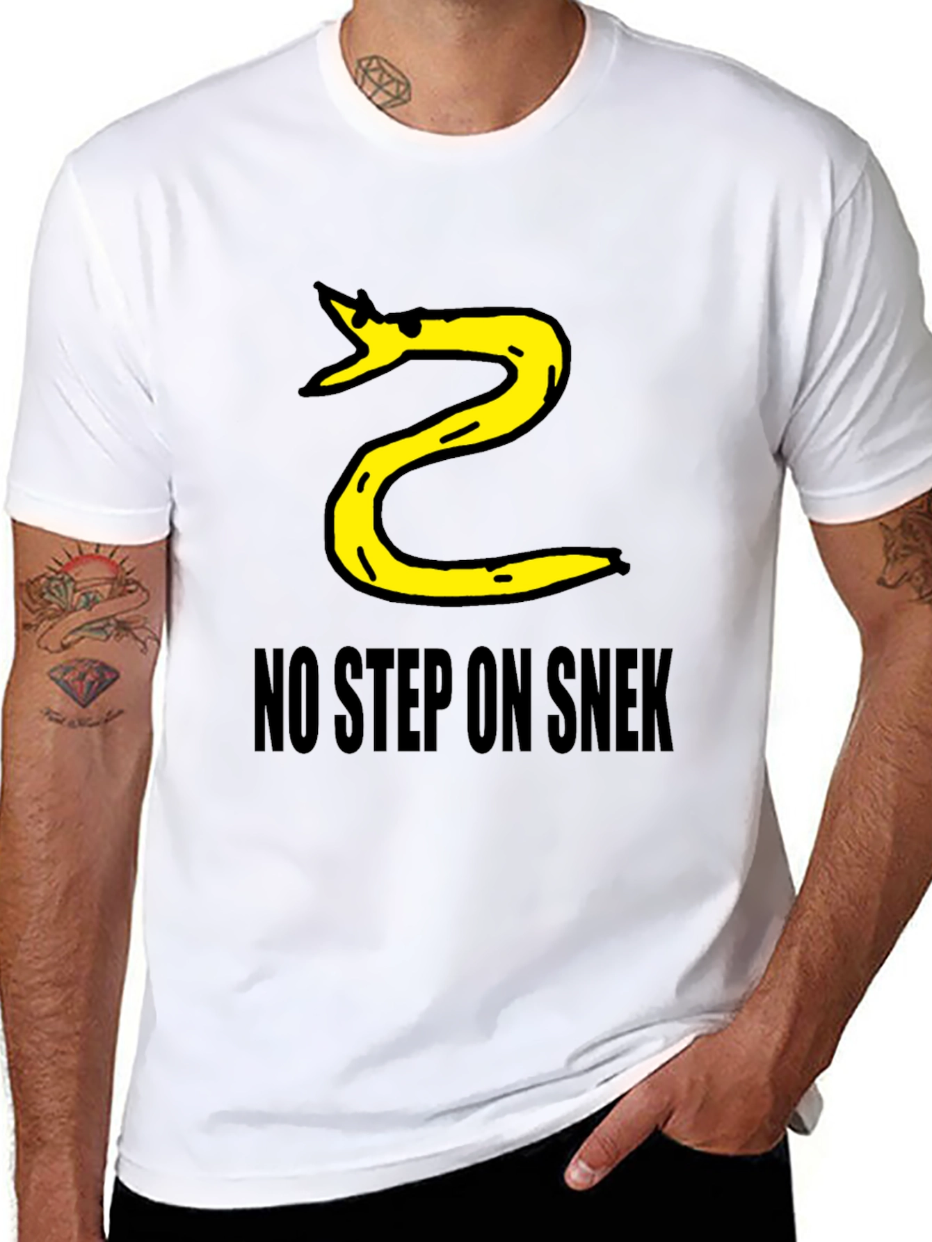 No Step on Snek T-Shirt - Black Cotton Blend