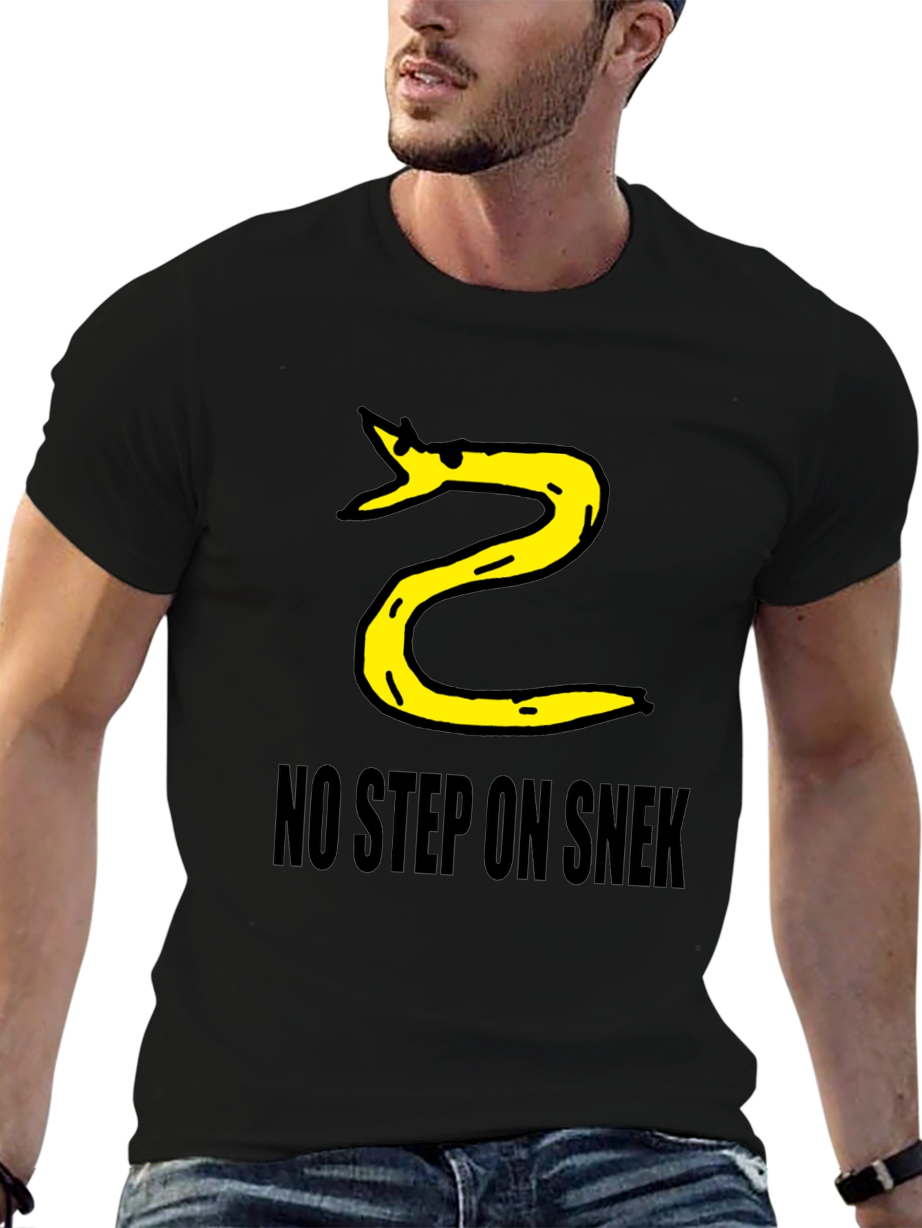 No Step on Snek T-Shirt - Black Cotton Blend