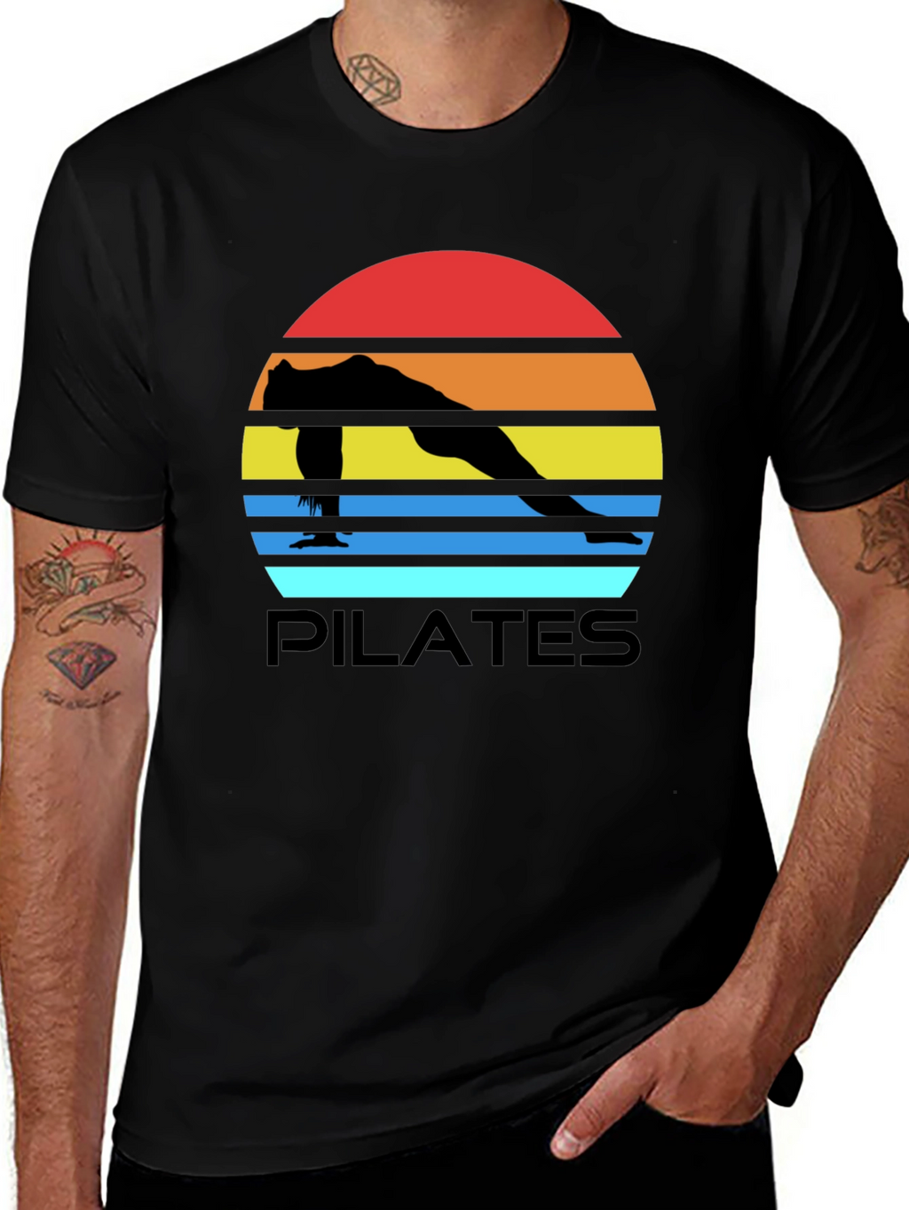 Pilates Sunset Graphic Tee - Black