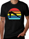Pilates Sunset Graphic Tee - Black