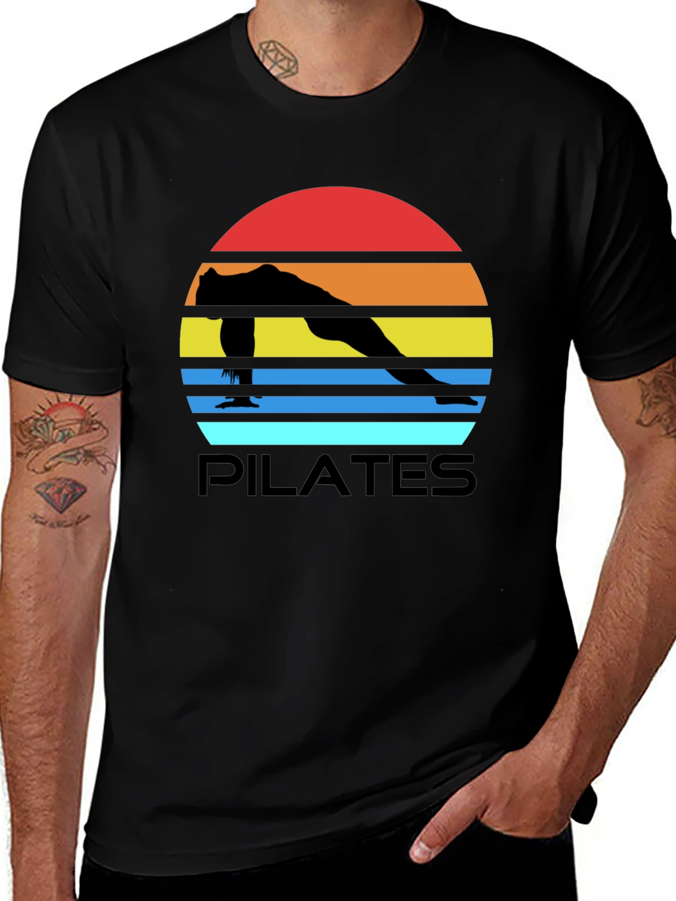 Pilates Sunset Graphic Tee - Black