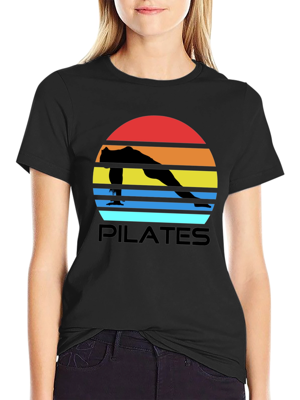 Pilates Sunset Graphic Tee - Black