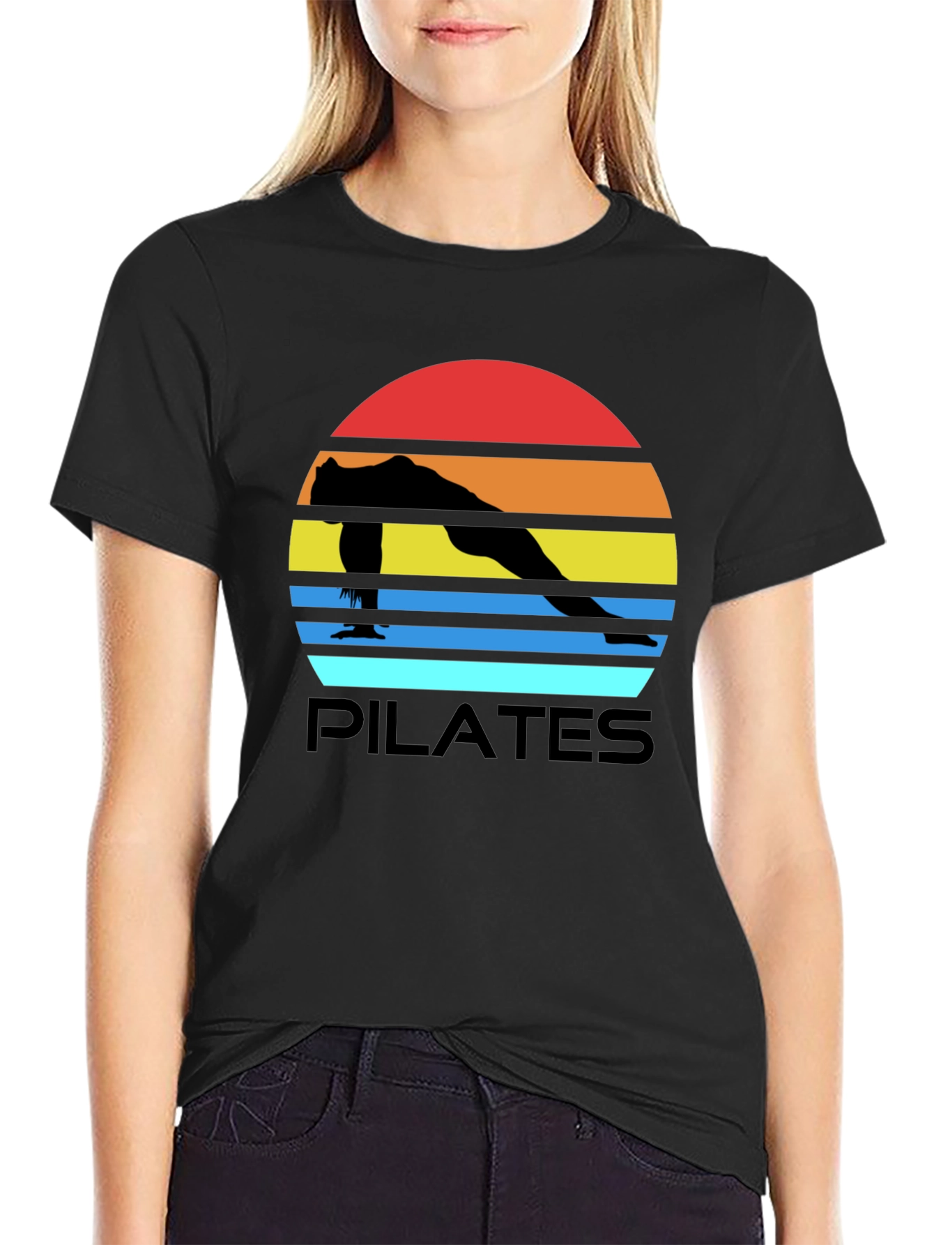 Pilates Sunset Graphic Tee - Black