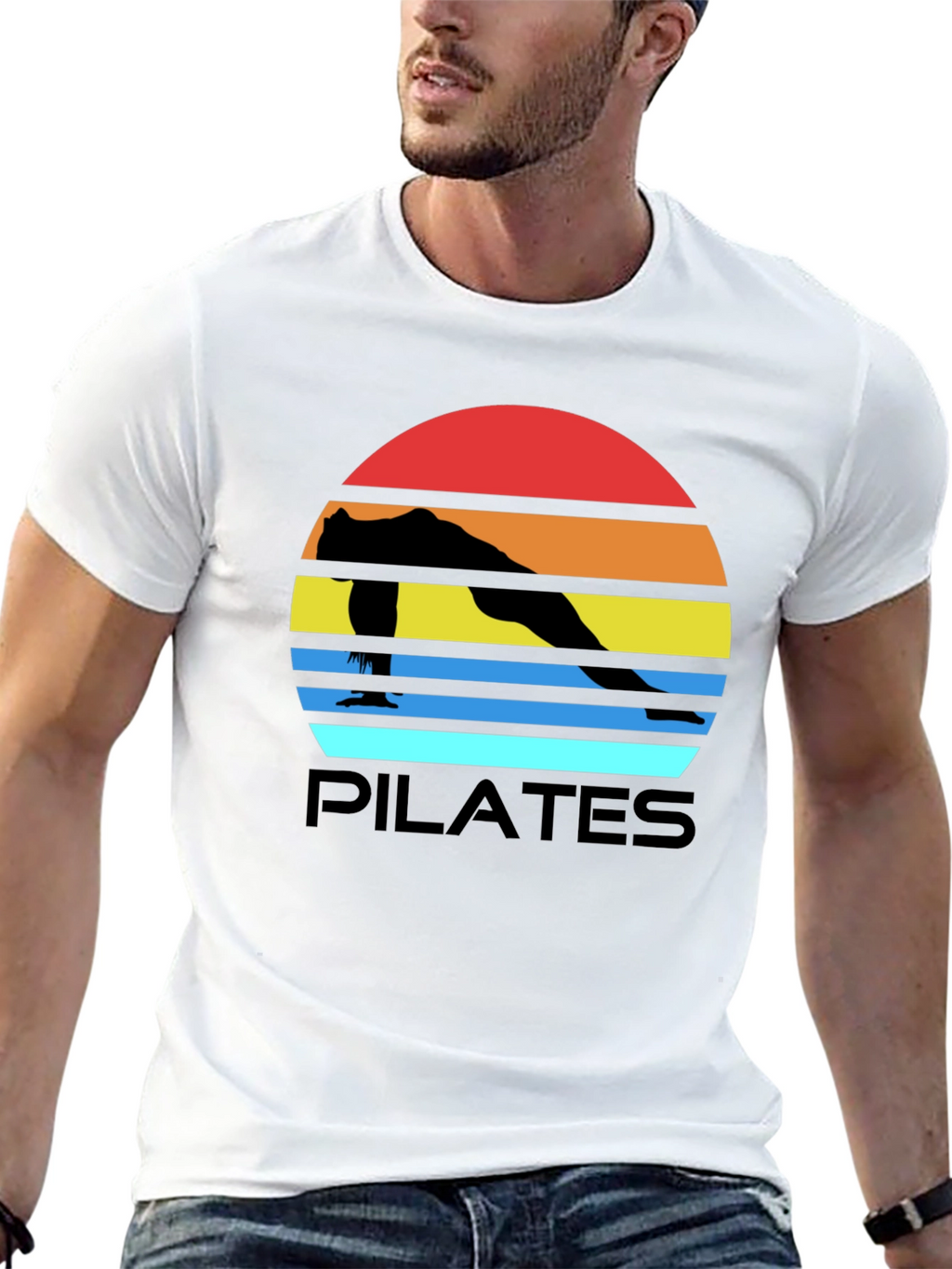 Pilates Sunset Graphic Tee - Black
