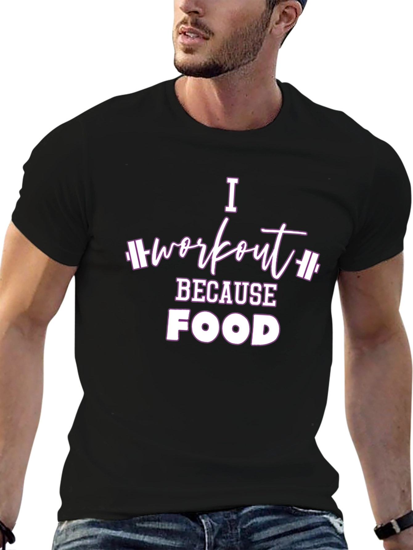 I Workout Because Food T-Shirt - Fitness Motivation