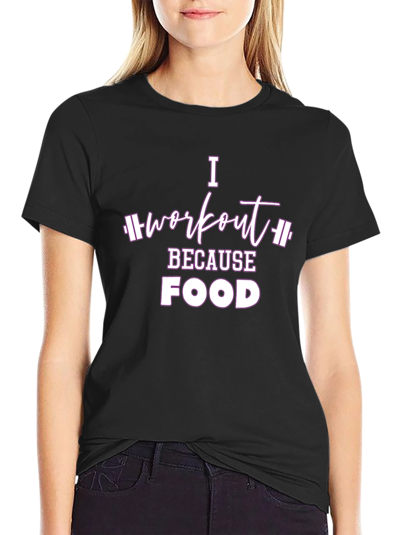 I Workout Because Food T-Shirt - Fitness Motivation