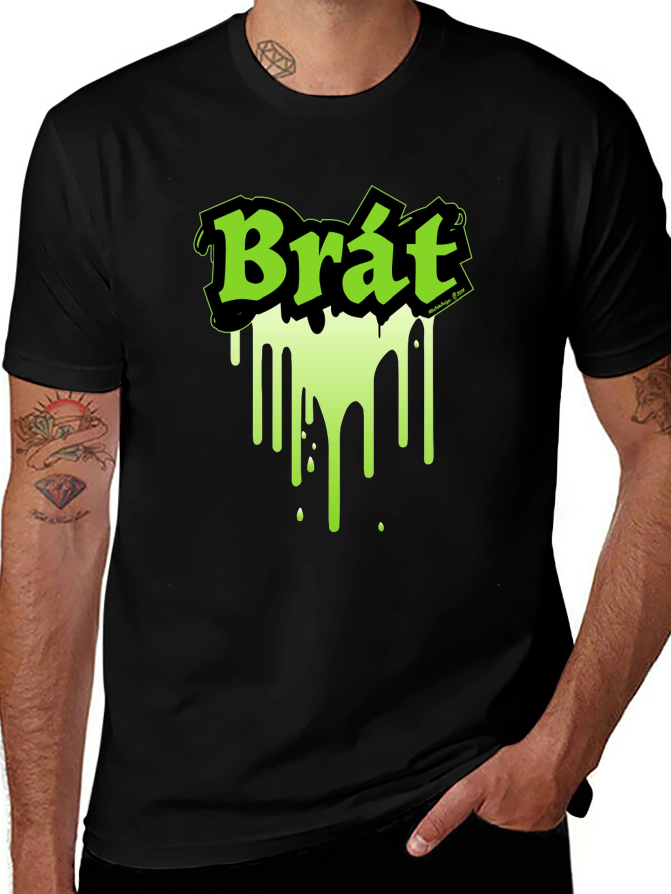 Brat Graphic Tee - Black T-Shirt with Neon Green Design
