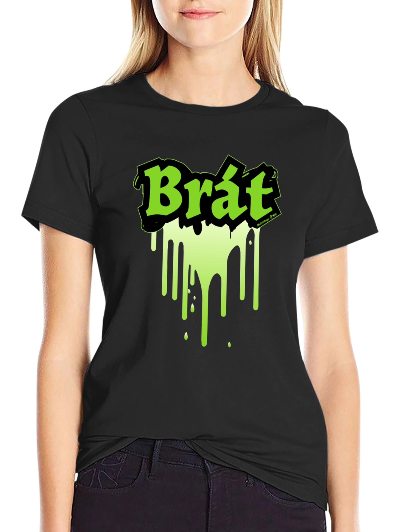 Brat Graphic Tee - Black T-Shirt with Neon Green Design