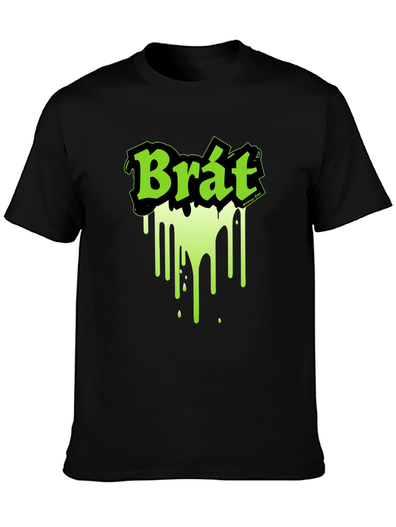 Brat Graphic Tee - Black T-Shirt with Neon Green Design