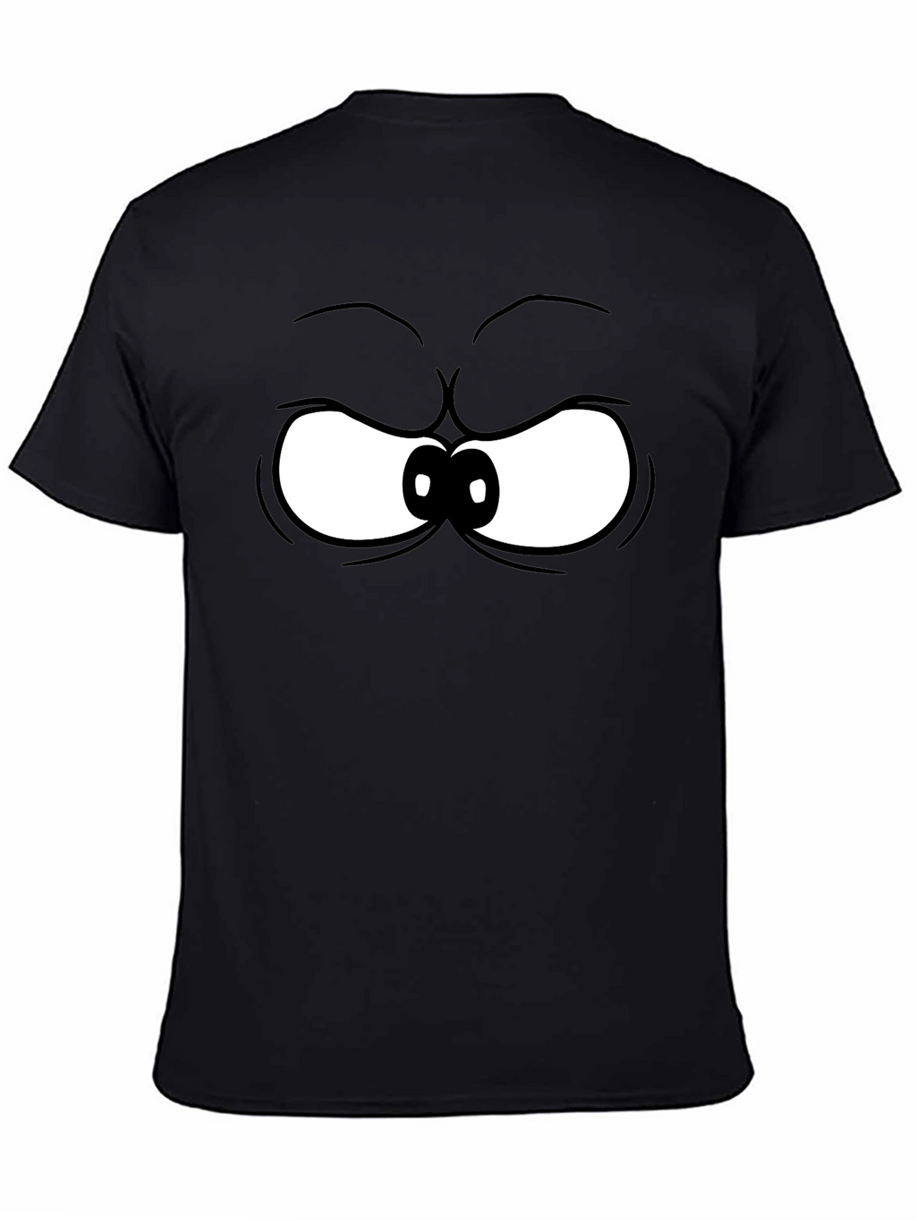 Grumpy Cartoon Eyes Black T-Shirt
