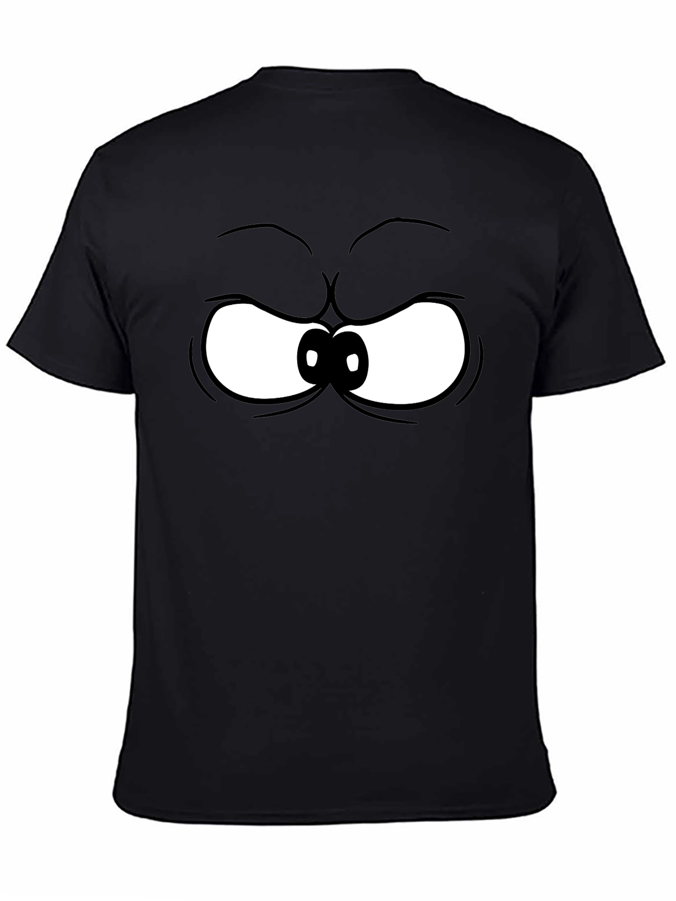Grumpy Cartoon Eyes Black T-Shirt
