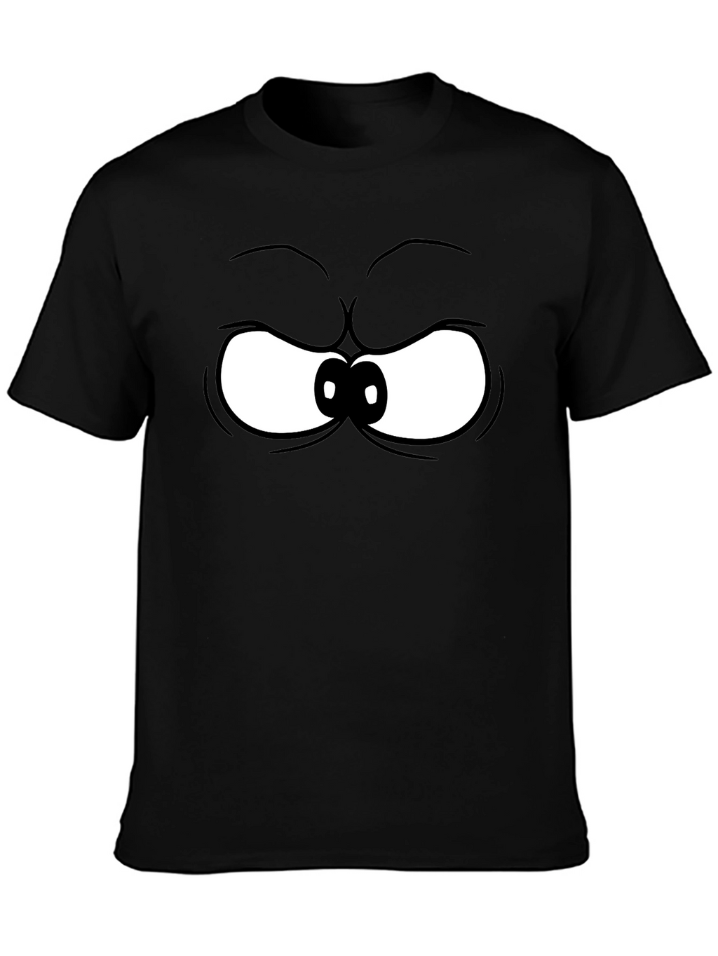 Grumpy Cartoon Eyes Black T-Shirt