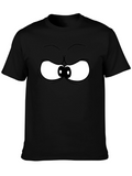 Grumpy Cartoon Eyes Black T-Shirt