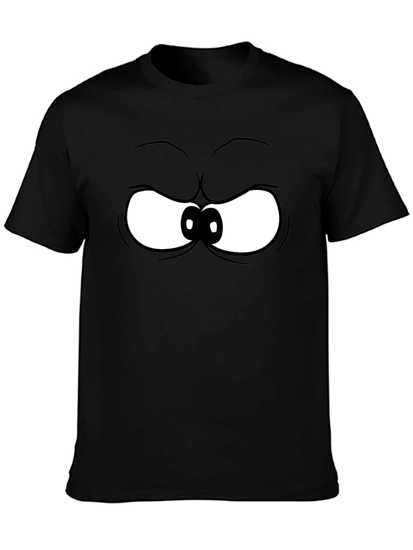 Grumpy Cartoon Eyes Black T-Shirt