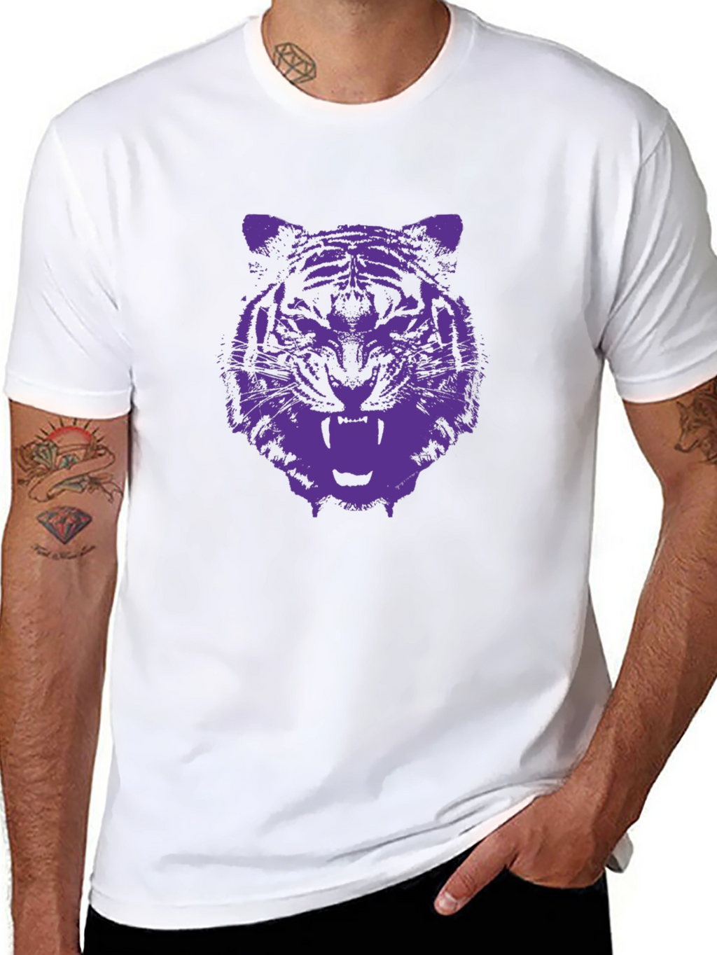 Tiger Graphic Tee - Black Cotton T-Shirt