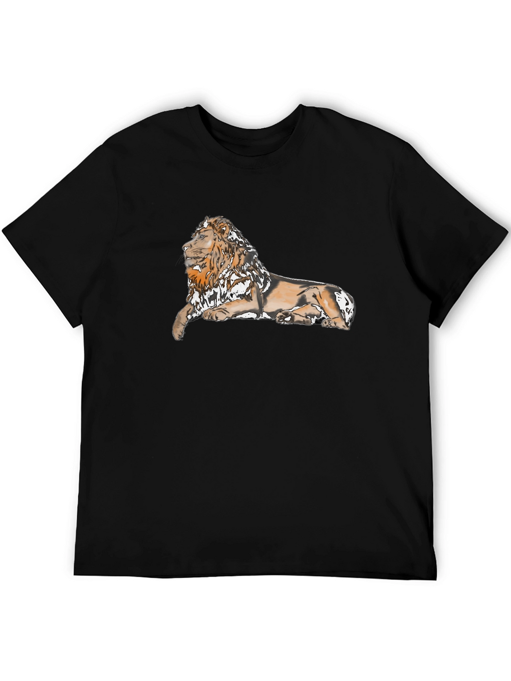 Lion Graphic Print Black T-Shirt