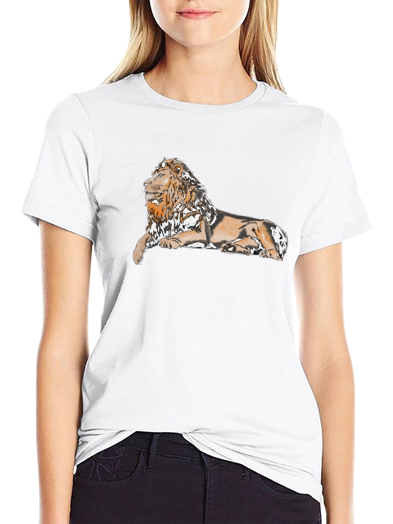 Lion Graphic Print Black T-Shirt