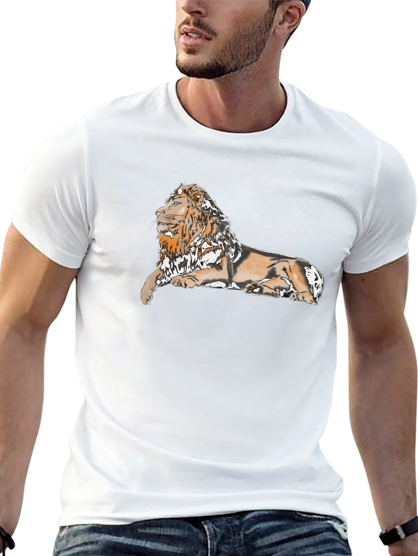 Lion Graphic Print Black T-Shirt