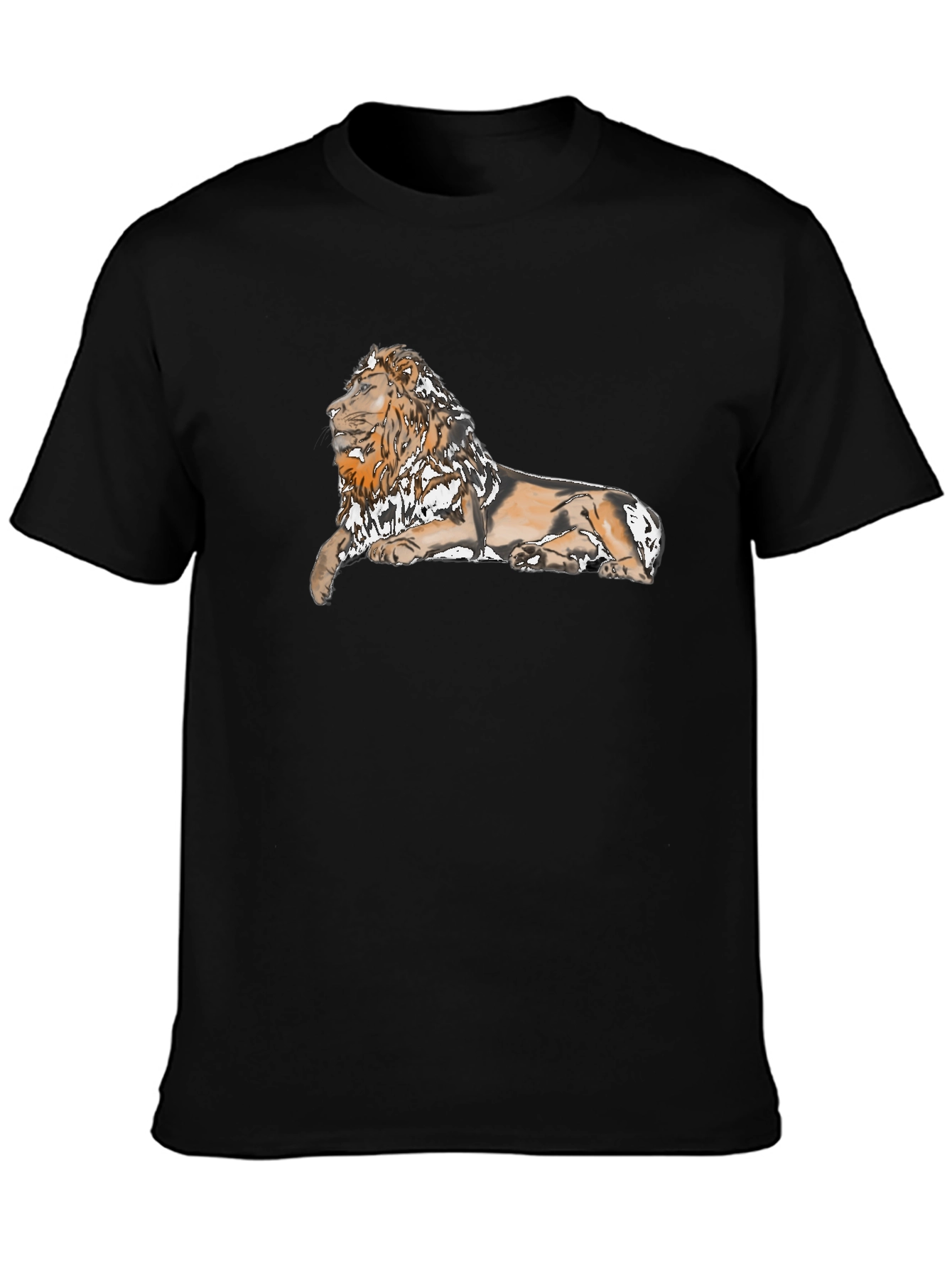 Lion Graphic Print Black T-Shirt