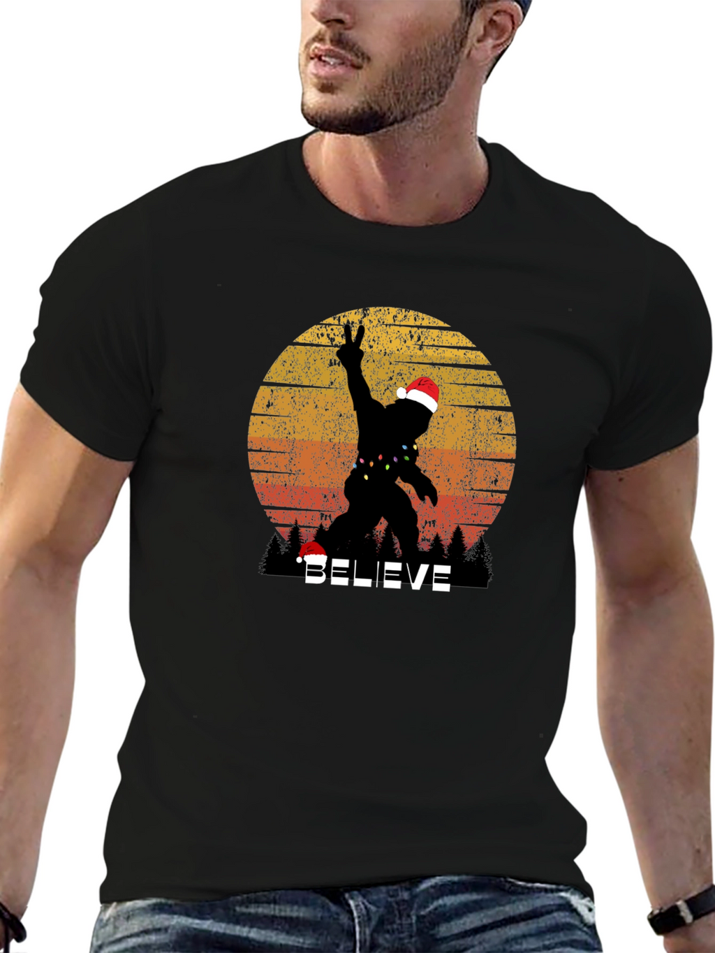 Believe Bigfoot Christmas T-Shirt
