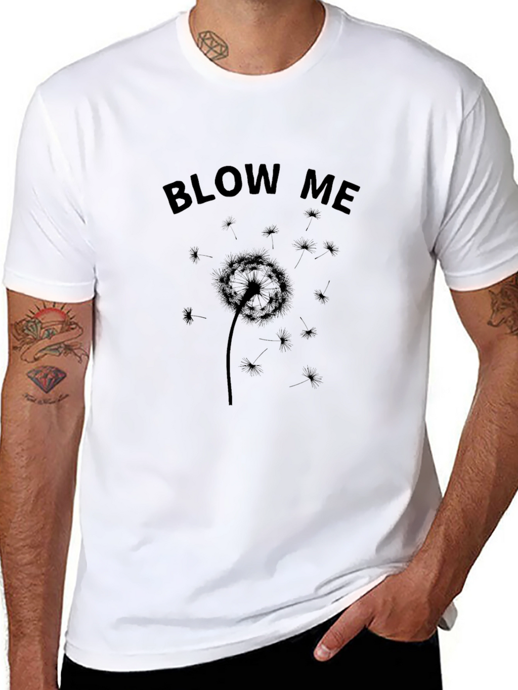 Blow Me Dandelion Black Graphic Tee