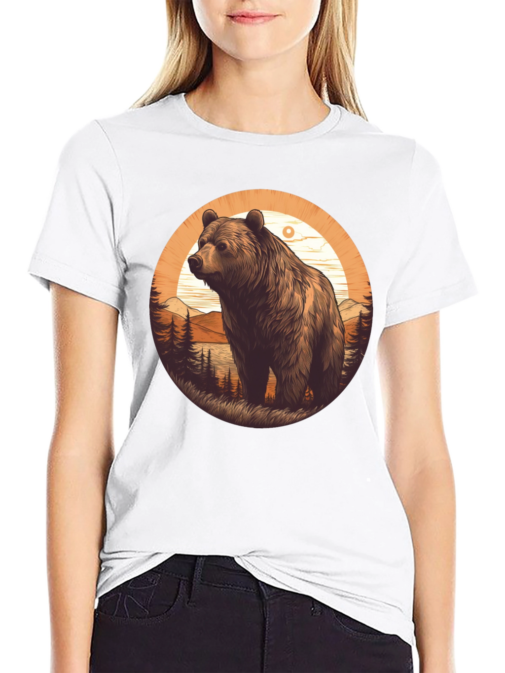 Bear Graphic T-Shirt - Black Nature Design