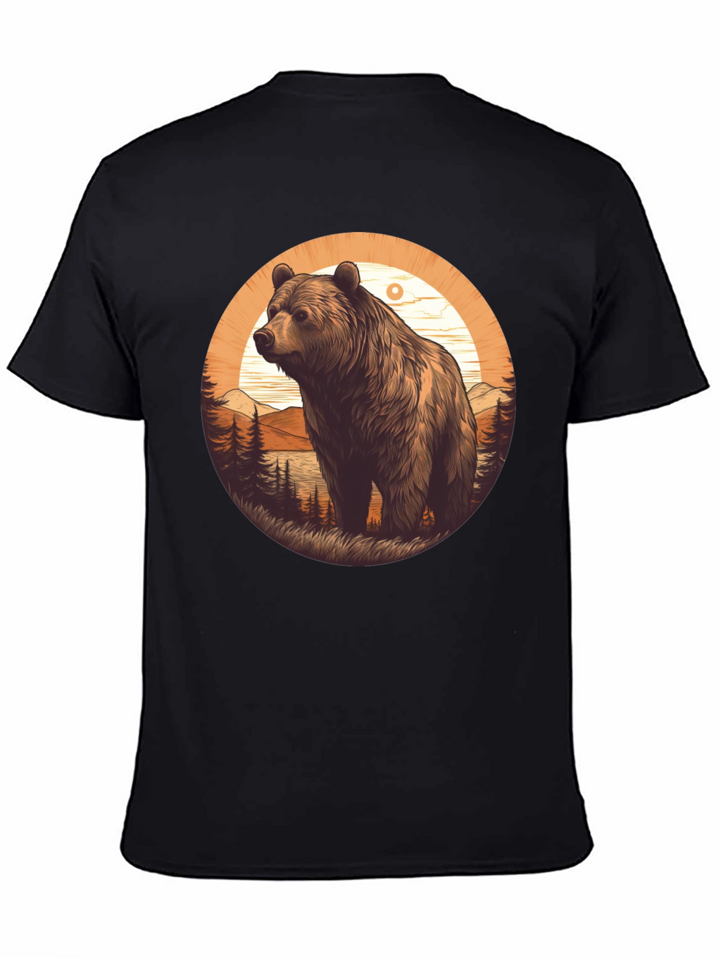 Bear Graphic T-Shirt - Black Nature Design