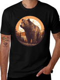 Bear Graphic T-Shirt - Black Nature Design