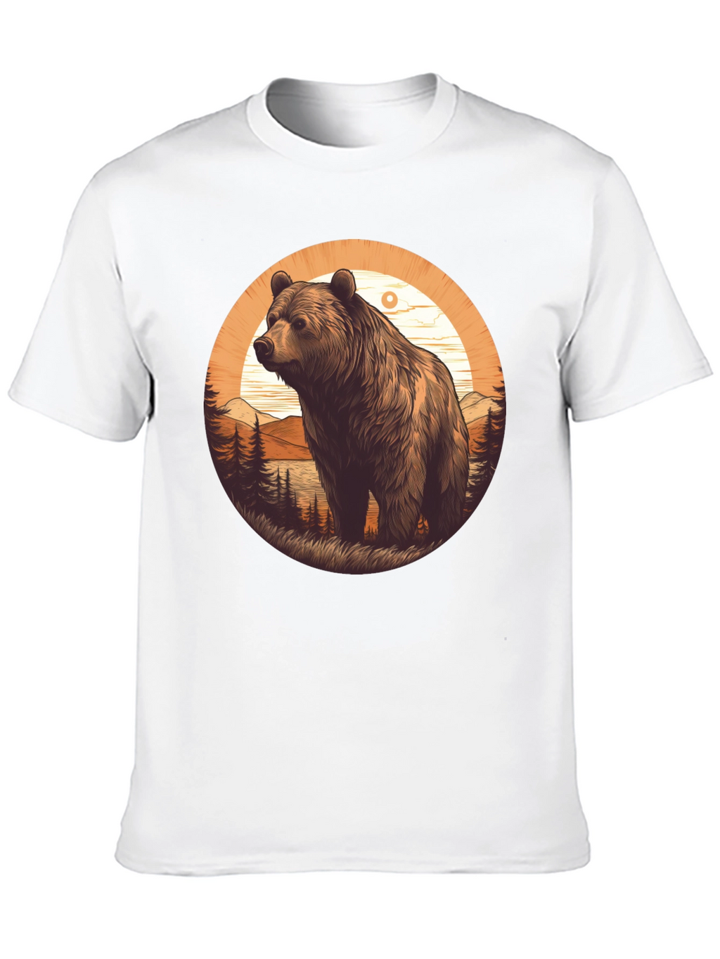 Bear Graphic T-Shirt - Black Nature Design
