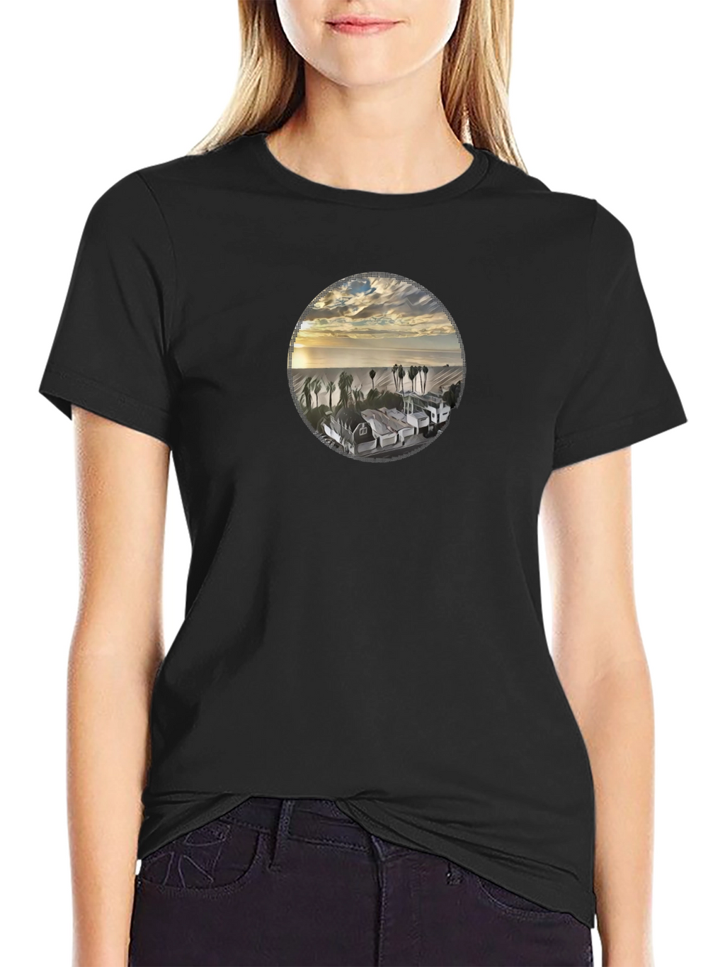 Graphic Tee: Coastal Sunset Scene T-Shirt