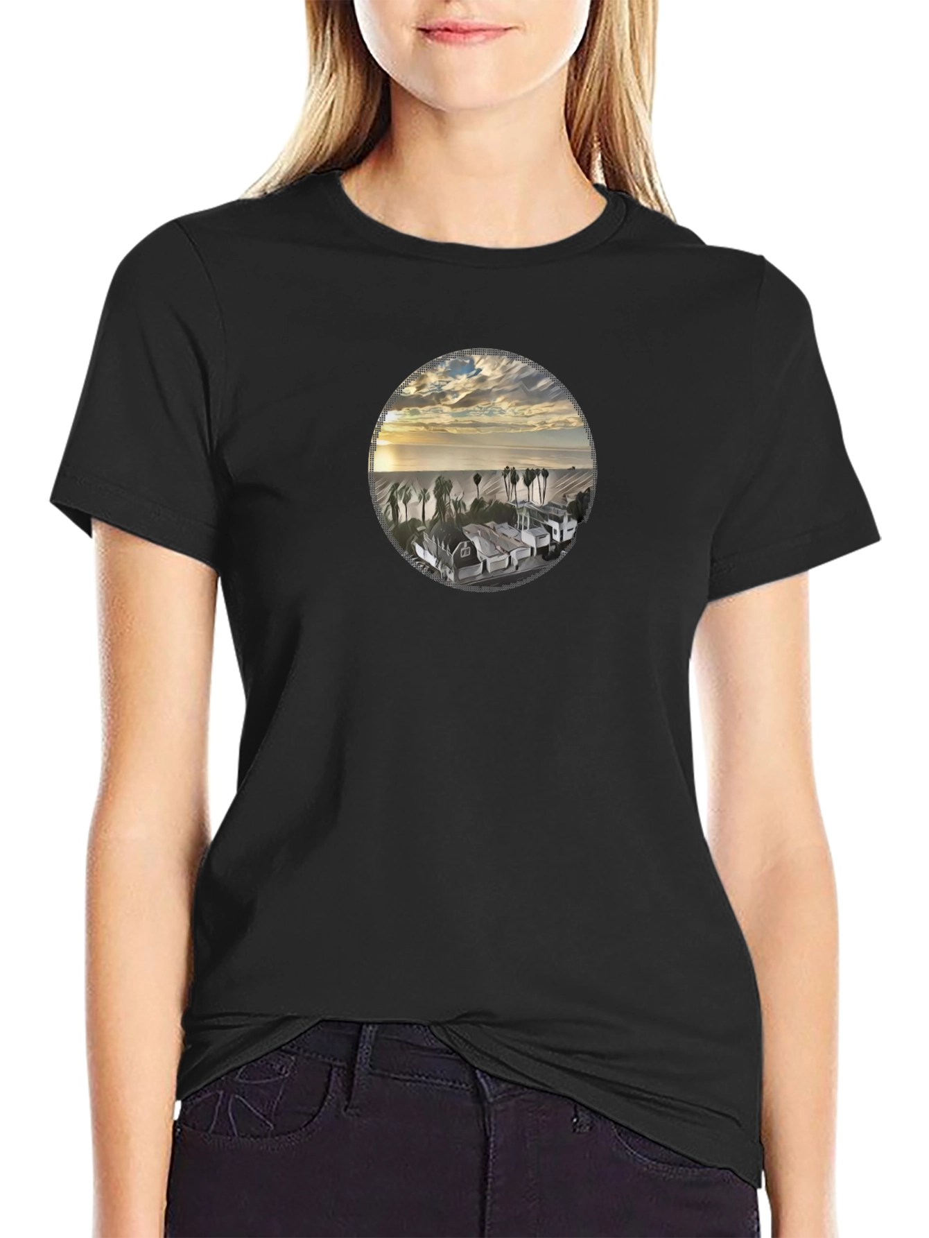 Graphic Tee: Coastal Sunset Scene T-Shirt