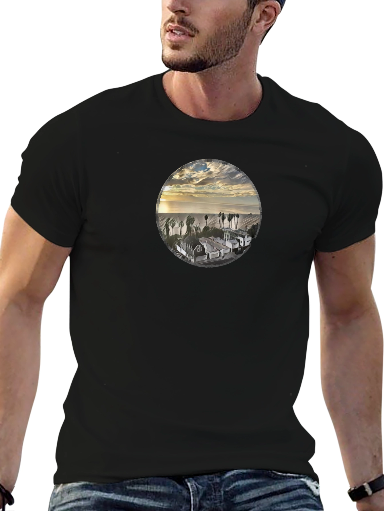 Graphic Tee: Coastal Sunset Scene T-Shirt
