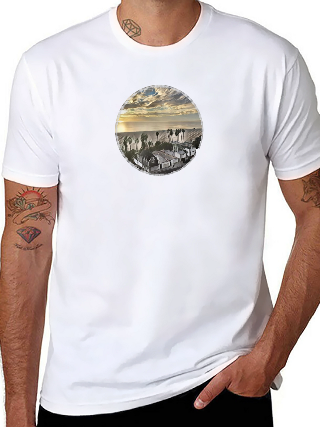 Graphic Tee: Coastal Sunset Scene T-Shirt