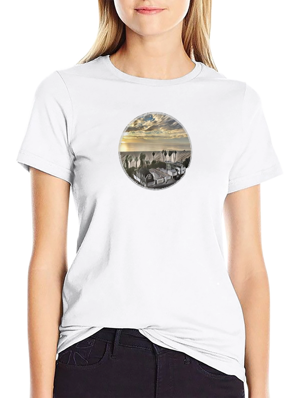Graphic Tee: Coastal Sunset Scene T-Shirt