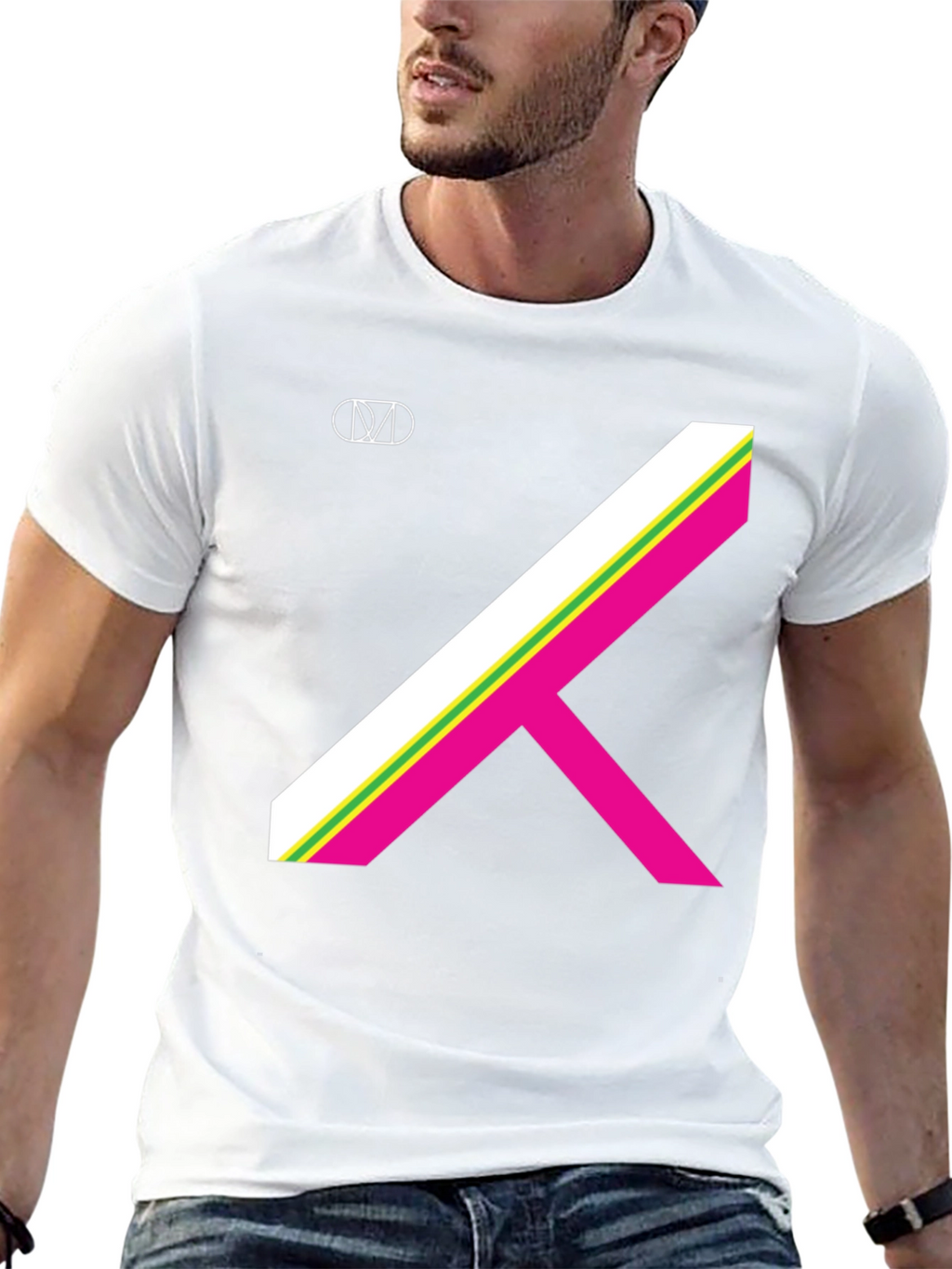 Geometric Stripe Graphic Tee - Black T-Shirt