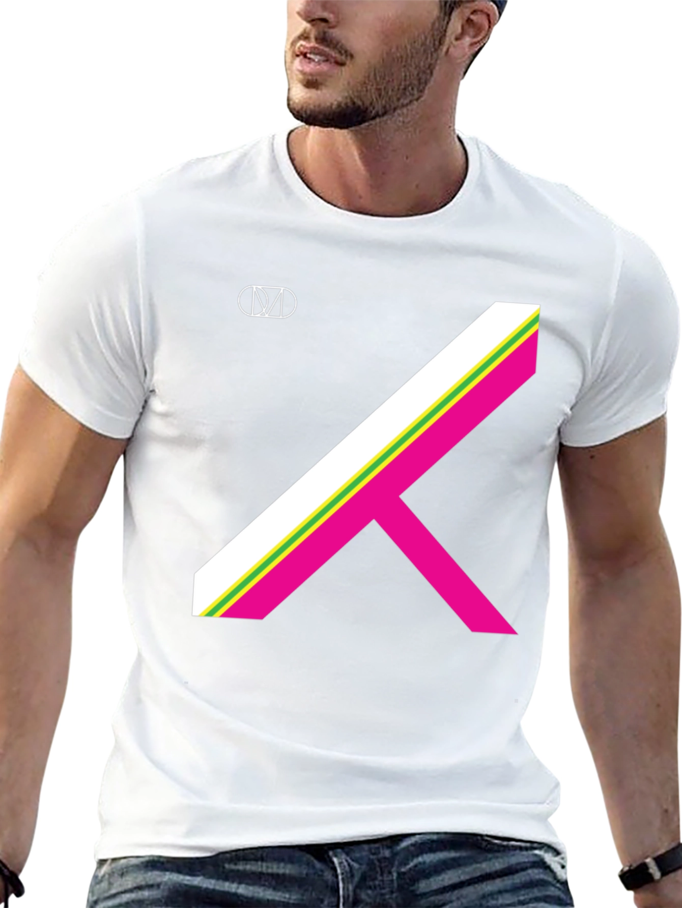 Geometric Stripe Graphic Tee - Black T-Shirt