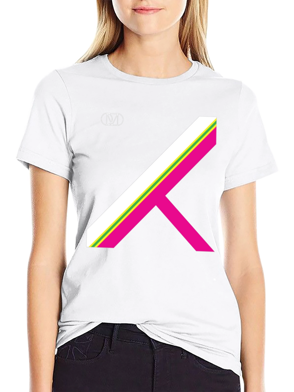 Geometric Stripe Graphic Tee - Black T-Shirt