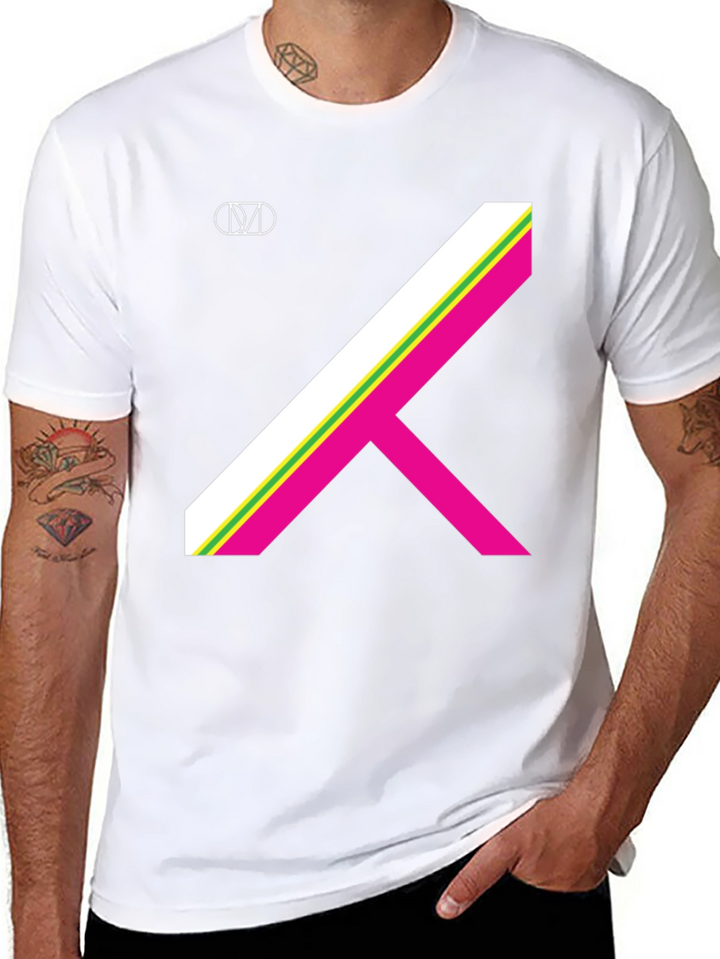 Geometric Stripe Graphic Tee - Black T-Shirt