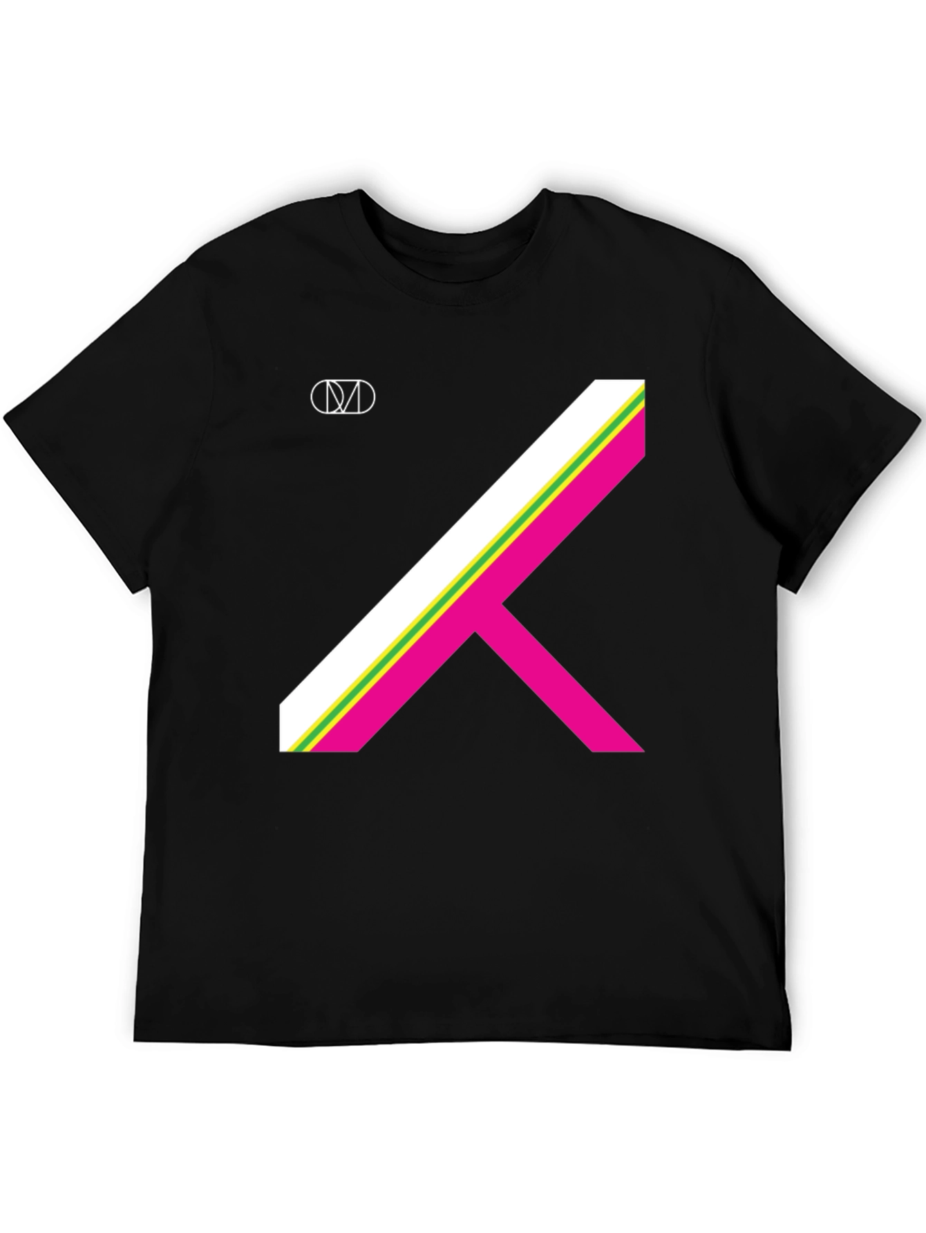 Geometric Stripe Graphic Tee - Black T-Shirt